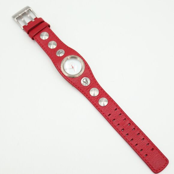 Nixon Sometimes Naughty Watch Women 30mm Red Dial Leather Band with New Battery - Picture 13 of 15